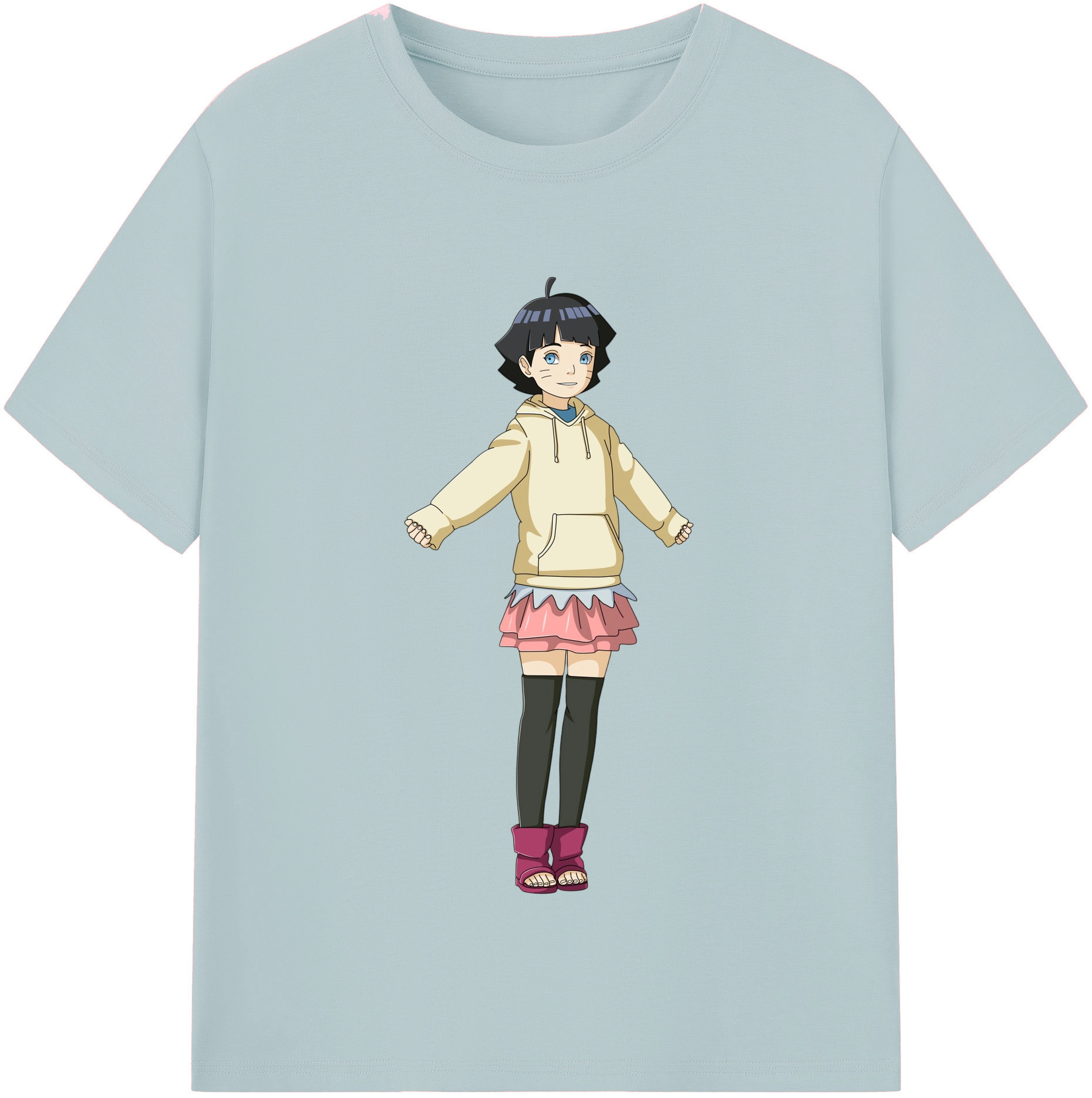 （画像用） NARUTO -ナルト- うずまき ヒマワリ Uzumaki Himawari 綿100％半袖Tシャツ（フロントプリント）